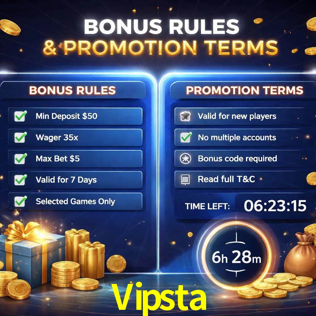 Reglas de promoción Vipsta y condiciones de bonos explicadas visualmente