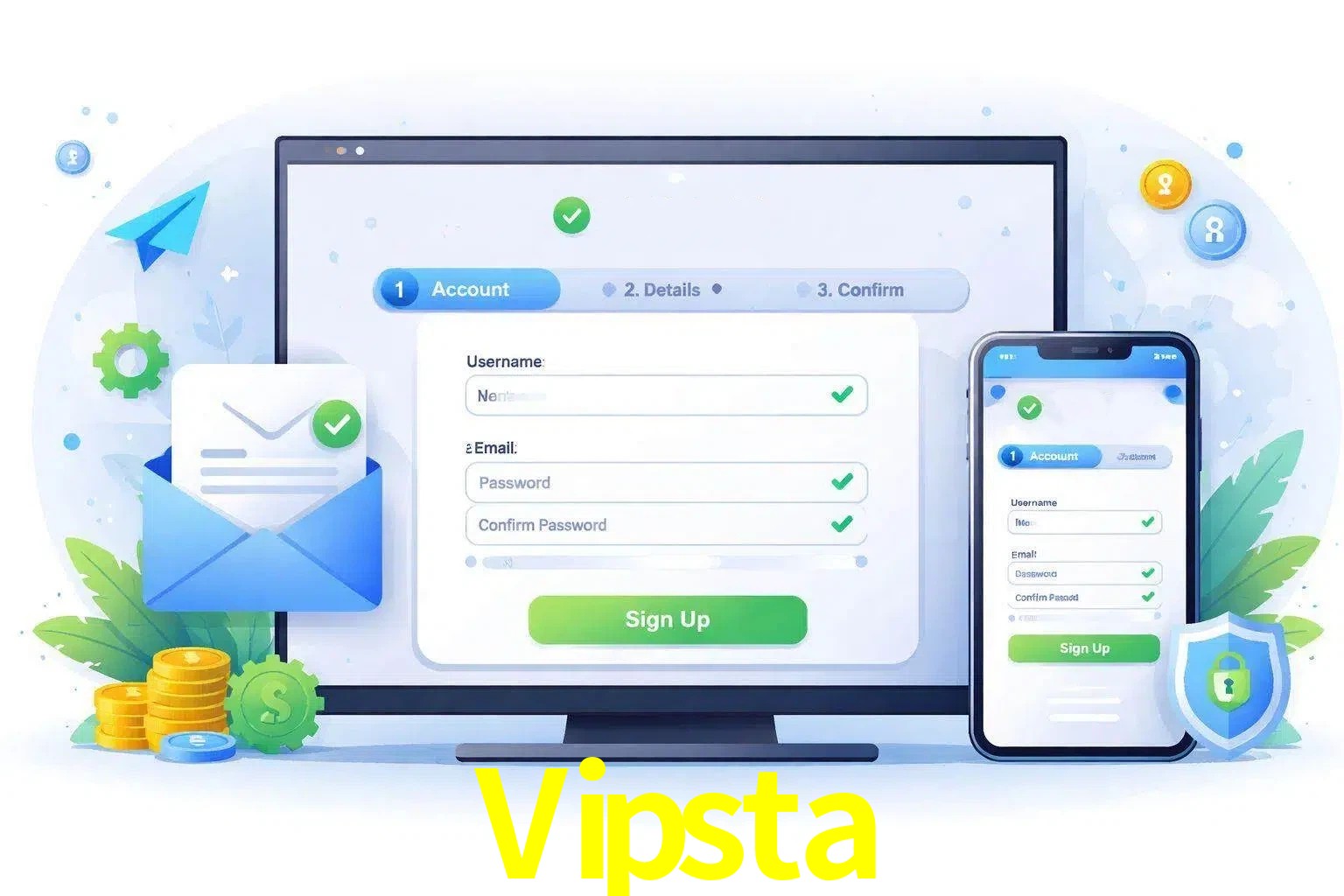 Registro de nuevo usuario y configuración de cuenta Vipsta